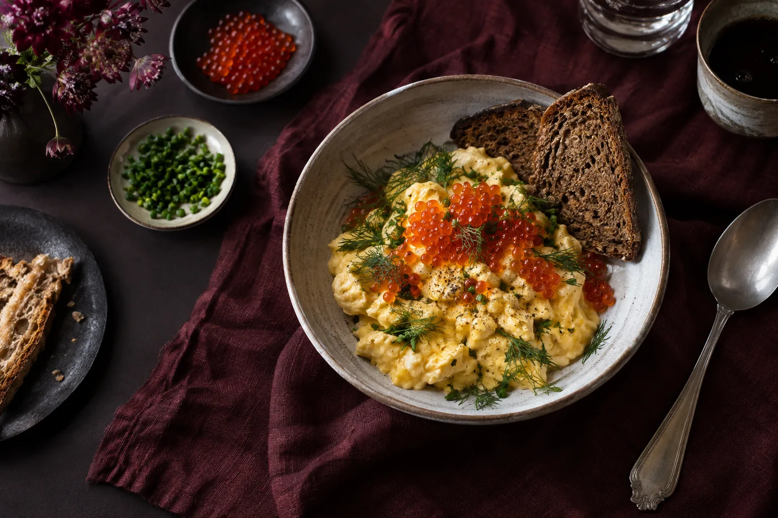 Soft Eggs with Salmon Roe